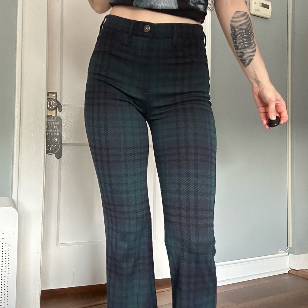 American eagle plaid flared pants